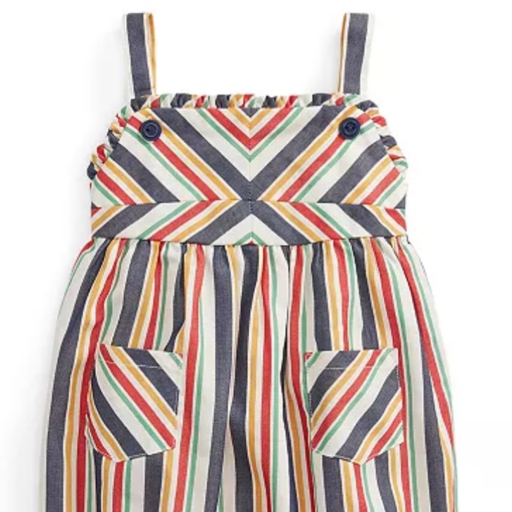 Ralph Lauren Baby Girls Striped Cotton Bubble Sleeveless Shortall